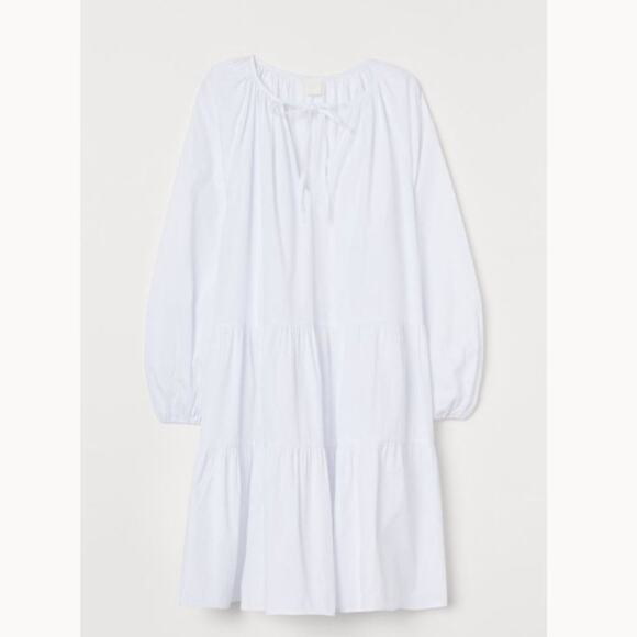 HM NWT BLOGGER FAV COTTON TIERD HIPPIE BOHO CHIC WESTERN WHITE DRESS SMALL - Picture 2 of 10